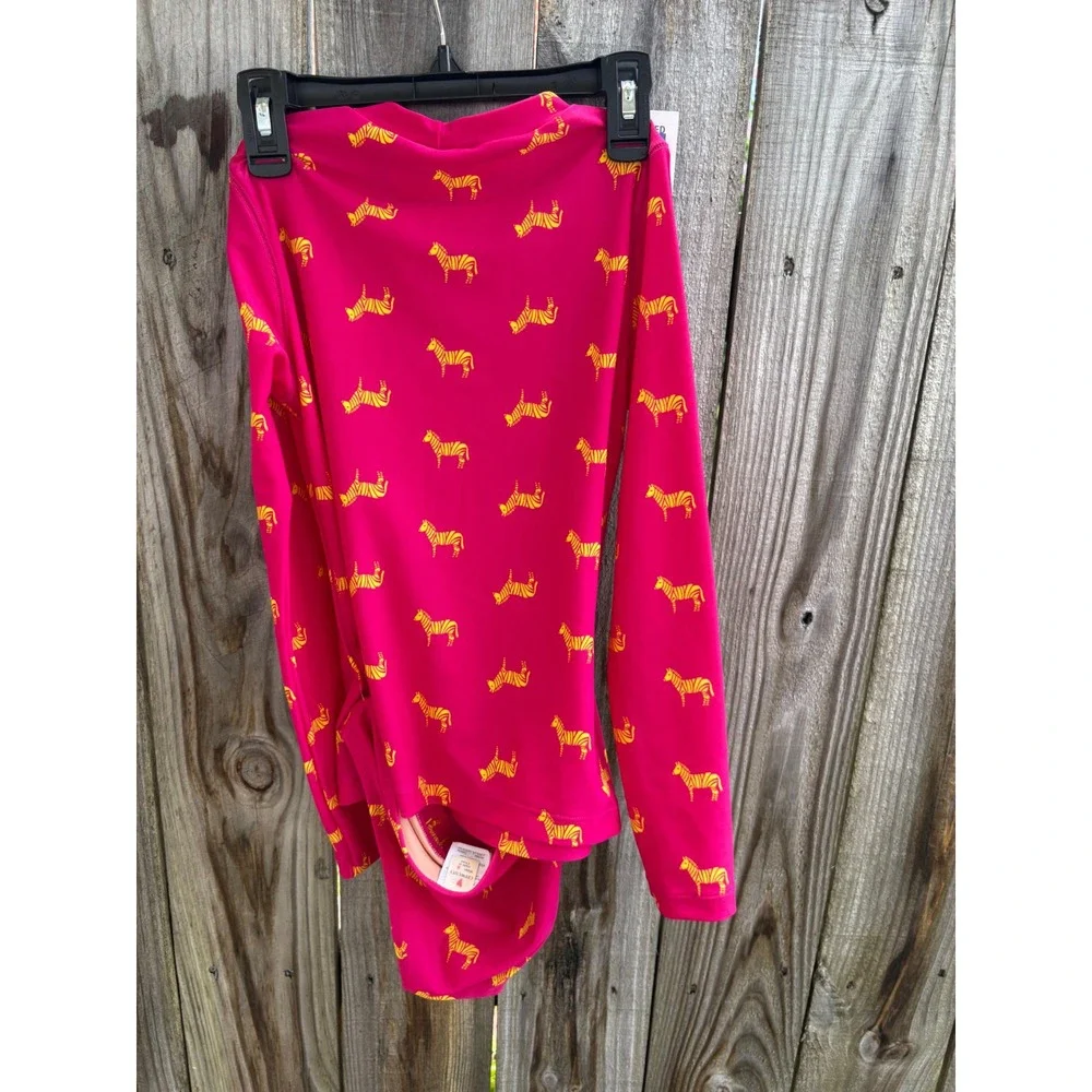 Crewcuts Girls Pink Yellow Zebra Rash Guard Swimsuit Set UPF 50+ K3696 Size 8